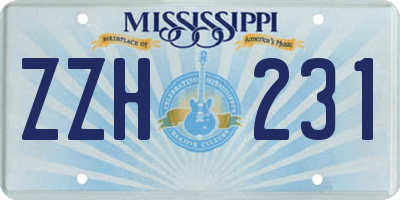 MS license plate ZZH231
