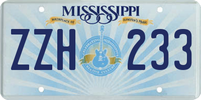 MS license plate ZZH233