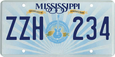 MS license plate ZZH234