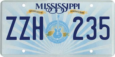 MS license plate ZZH235