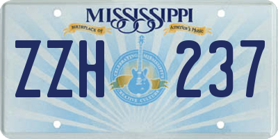 MS license plate ZZH237