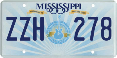 MS license plate ZZH278