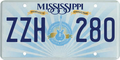 MS license plate ZZH280