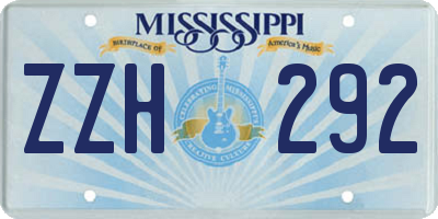 MS license plate ZZH292