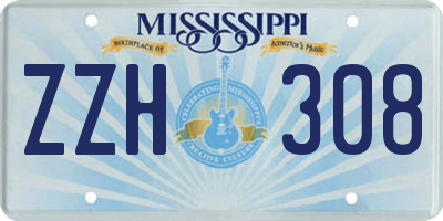MS license plate ZZH308