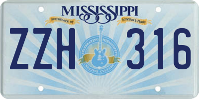 MS license plate ZZH316
