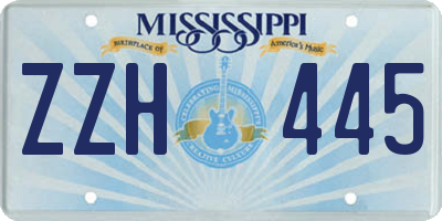 MS license plate ZZH445