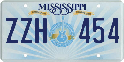 MS license plate ZZH454