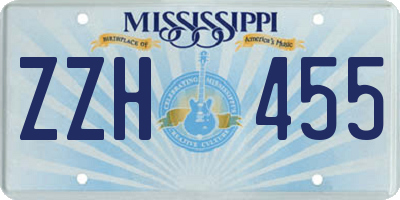 MS license plate ZZH455