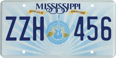 MS license plate ZZH456