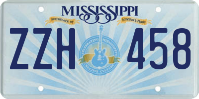 MS license plate ZZH458