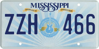 MS license plate ZZH466