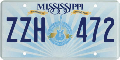 MS license plate ZZH472