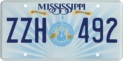 MS license plate ZZH492