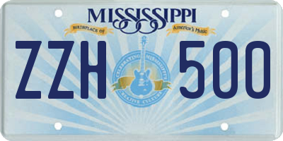 MS license plate ZZH500