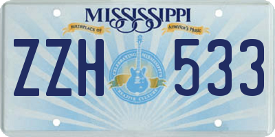 MS license plate ZZH533