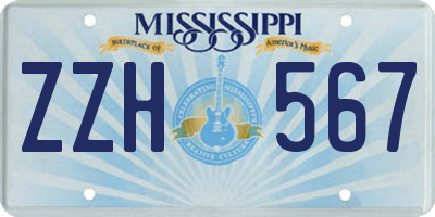 MS license plate ZZH567