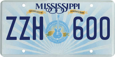 MS license plate ZZH600
