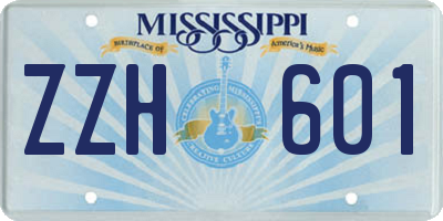 MS license plate ZZH601