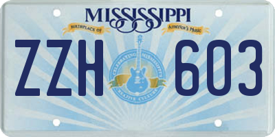 MS license plate ZZH603