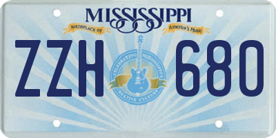 MS license plate ZZH680