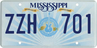 MS license plate ZZH701