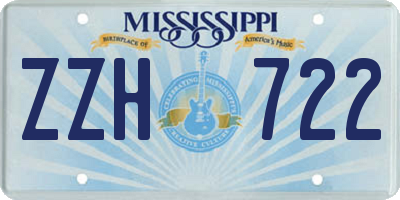 MS license plate ZZH722