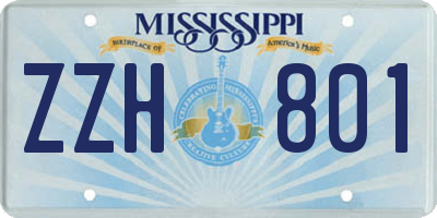 MS license plate ZZH801