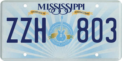 MS license plate ZZH803
