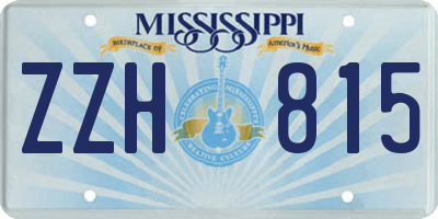 MS license plate ZZH815