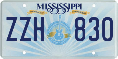 MS license plate ZZH830