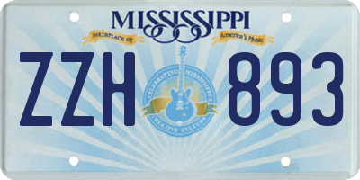 MS license plate ZZH893