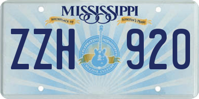 MS license plate ZZH920