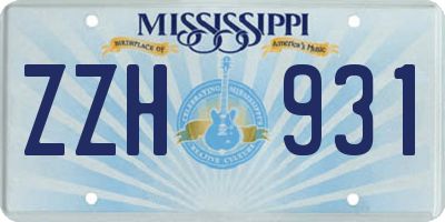 MS license plate ZZH931