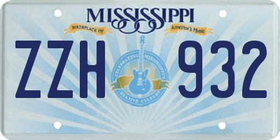 MS license plate ZZH932