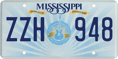 MS license plate ZZH948