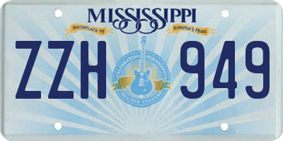 MS license plate ZZH949