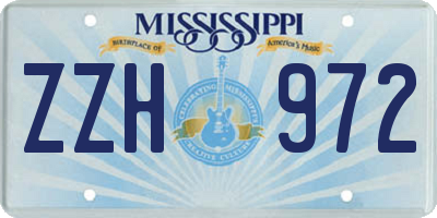 MS license plate ZZH972