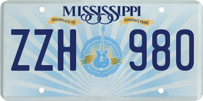 MS license plate ZZH980