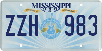 MS license plate ZZH983