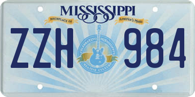 MS license plate ZZH984
