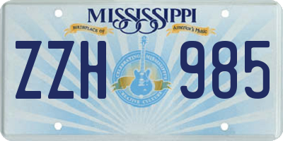 MS license plate ZZH985