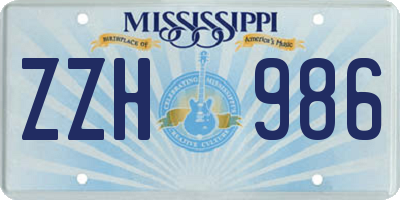 MS license plate ZZH986