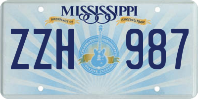 MS license plate ZZH987
