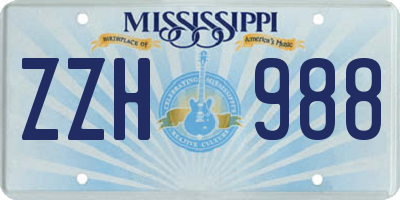 MS license plate ZZH988