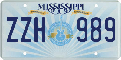 MS license plate ZZH989