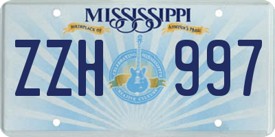 MS license plate ZZH997