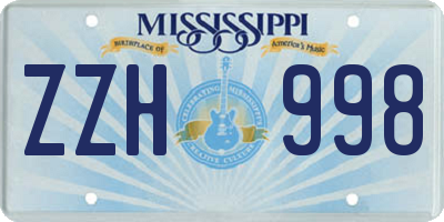 MS license plate ZZH998