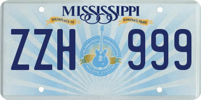 MS license plate ZZH999