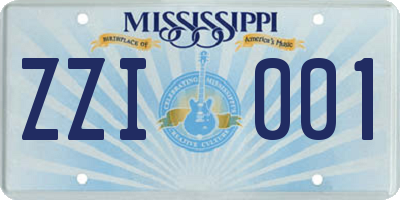 MS license plate ZZI001
